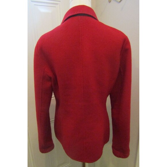 Lafayette 148 NY Jacket 100% Wool Red Hidden Buttons Black Stitching Size M - Picture 5 of 8